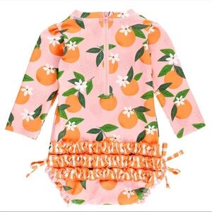 Ruffle Butts Baby Girls Orange You The Sweetest Long Sleeve Bathing Suit